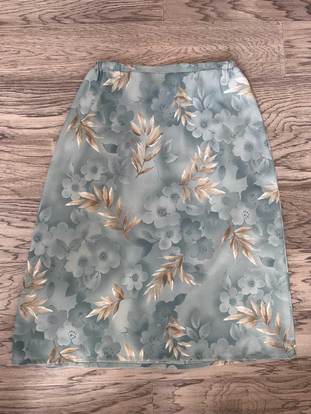 TanJay Floral Satin Curtain Panel in Sage Green and Gold